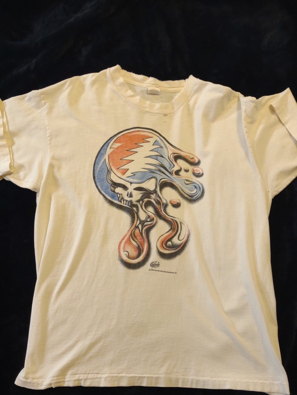 Vintage 90s Grateful Dead White Short-Sleeve Tee w/Steal Your Face - Sz. XL